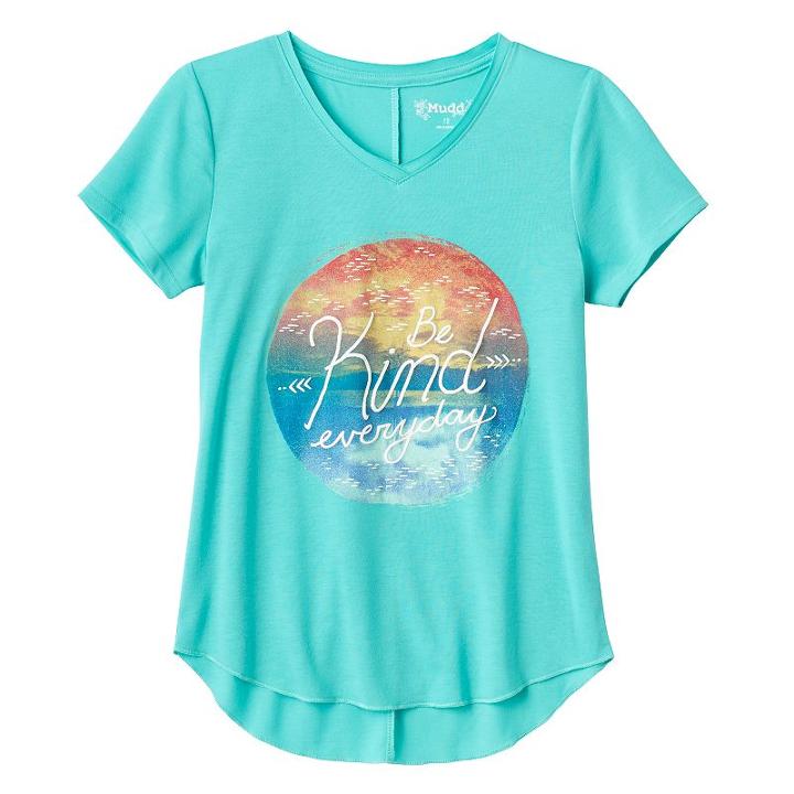 Girls 7-16 & Plus Size Mudd&reg; Seamed Back High-low Hem Graphic Tee, Girl's, Size: 7-8, Turquoise/blue (turq/aqua)