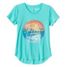 Girls 7-16 & Plus Size Mudd&reg; Seamed Back High-low Hem Graphic Tee, Girl's, Size: 7-8, Turquoise/blue (turq/aqua)