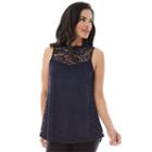 Women's Ab Studio Lace Swing Tank, Size: Medium, Blue (navy)