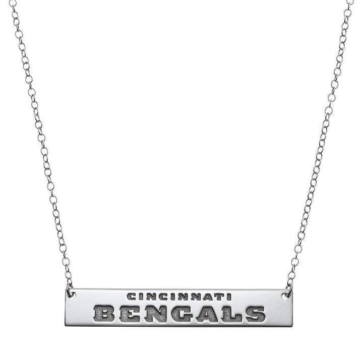 Cincinnati Bengals Sterling Silver Bar Link Necklace, Women's, Size: 18, Grey