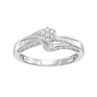 Always Yours Sterling Silver 1/10 Carat T.w. Diamond Flower Engagement Ring, Women's, Size: 6, White