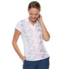 Women's Pebble Beach Printed Short Sleeve Golf Polo, Size: Large, White