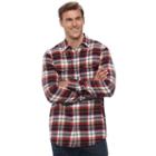 Big & Tall Sonoma Goods For Life&trade; Slim-fit Plaid Stretch Flannel Button-down Shirt, Men's, Size: Xxl Tall, Med Orange