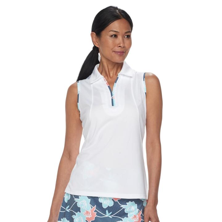 Women's Pebble Beach Stretchy Sleeveless Polo, Size: Medium, White