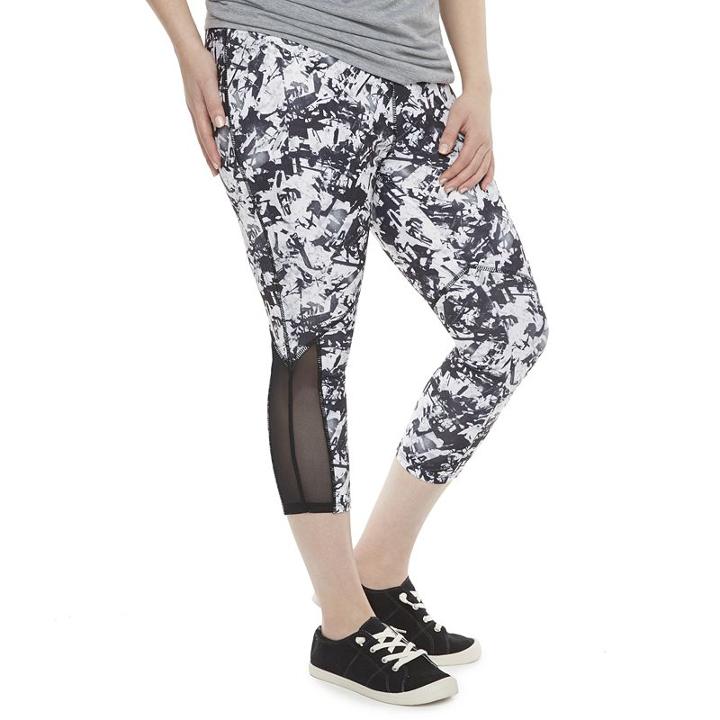 Madden Nyc Juniors' Plus Size Abstract Mesh Capris, Girl's, Size: 1xl, Brown Over