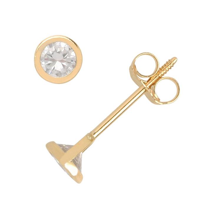 14k Gold Cubic Zirconia Stud Earrings - Kids, Girl's, White