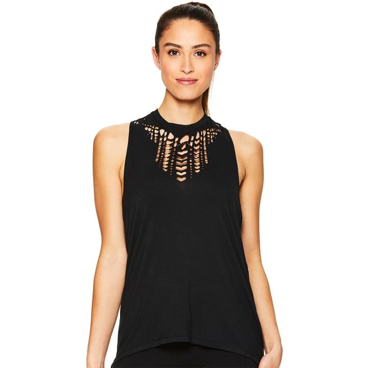 Women's Gaiam Lena Laser-cut Yoga Tank, Size: Medium, Oxford