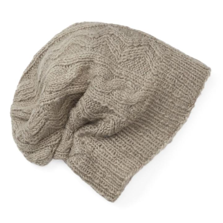 Women's Sijjl Wool Zigzag Cable-knit Slouchy Beanie, Grey