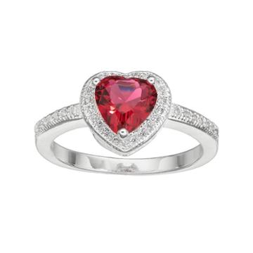 City Rox Cubic Zirconia Halo Heart Ring, Women's, Size: 7, Med Pink