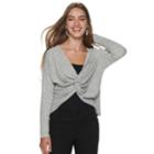 Juniors' Candie's&reg; Cozy Twist-front Reversible Top, Teens, Size: Xl, Grey
