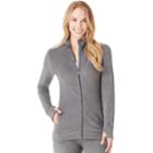 Women's Cuddl Duds Stretch Fleece Zip-up Top, Size: Small, Grey (charcoal)