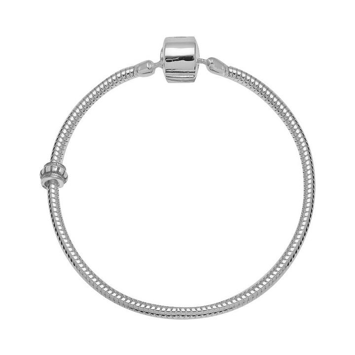 Individuality Beads Sterling Silver Snake Chain Bracelet And Stopper Bead Set, Women's, Size: 7.5, Grey
