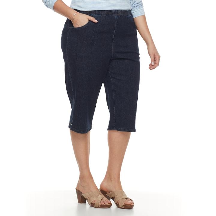 Plus Size Croft & Barrow&reg; Mini Tab Rivet Capri Jeans, Women's, Size: 2 - Regular, Dark Blue