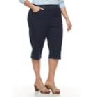 Plus Size Croft & Barrow&reg; Mini Tab Rivet Capri Jeans, Women's, Size: 2 - Regular, Dark Blue