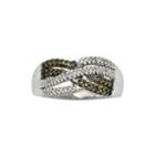 Sterling Silver 1/3-ct. T.w. Green & White Diamond Crisscross Ring, Women's, Size: 8