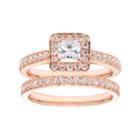 14k Gold 1 1/6 Carat T.w. Igl Certified Diamond Square Halo Engagement Ring Set, Women's, Size: 9, White