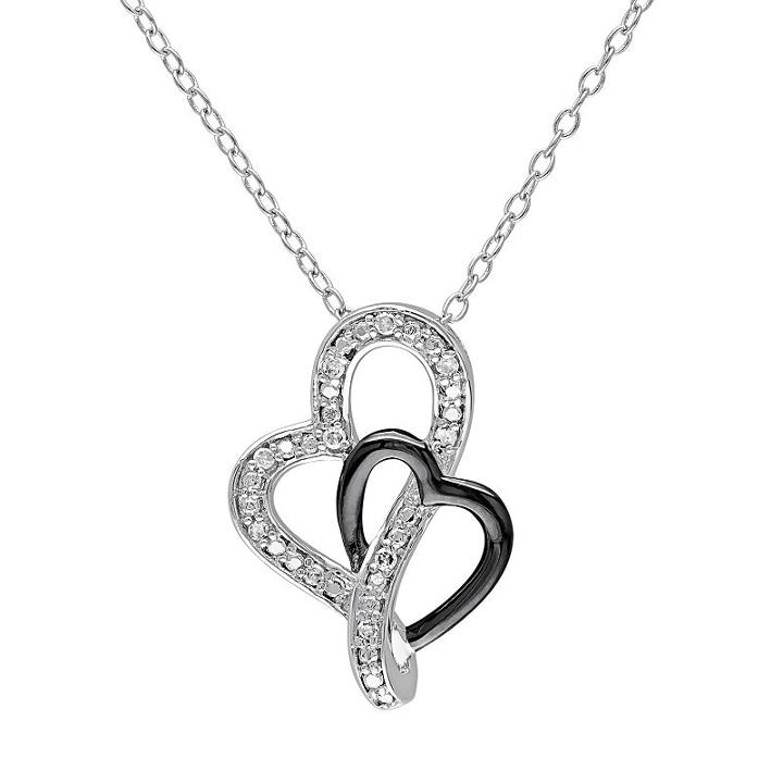 Diamond Accent Sterling Silver Two Tone Heart Pendant Necklace, Women's, Size: 18, White