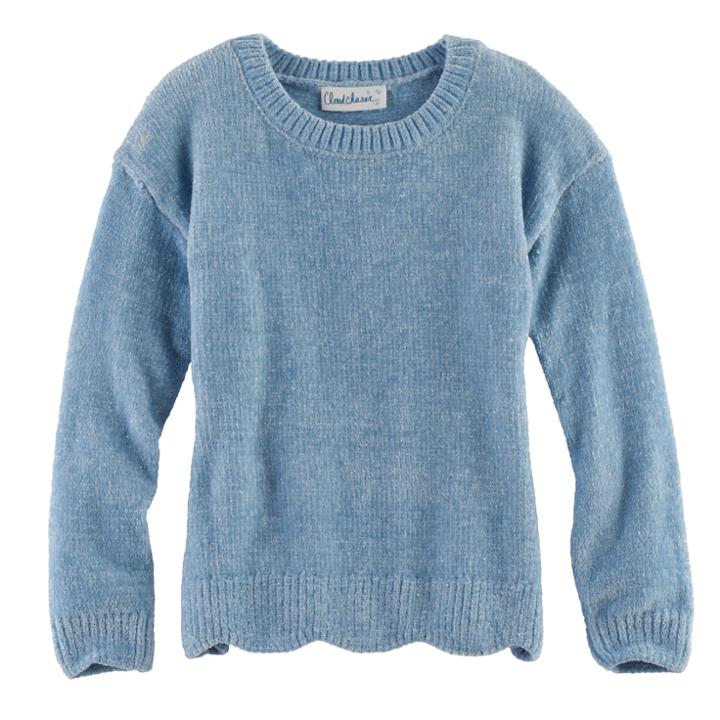 Girls 7-16 & Plus Size Cloud Chaser Chenille Scalloped Sweater, Size: L Plus, Turquoise/blue (turq/aqua)