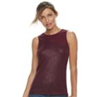Women's Rock & Republic&reg; Glitter Mesh Tank, Size: Large, Red