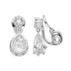 Napier Cubic Zirconia Teardrop Clip On Earrings, Silver