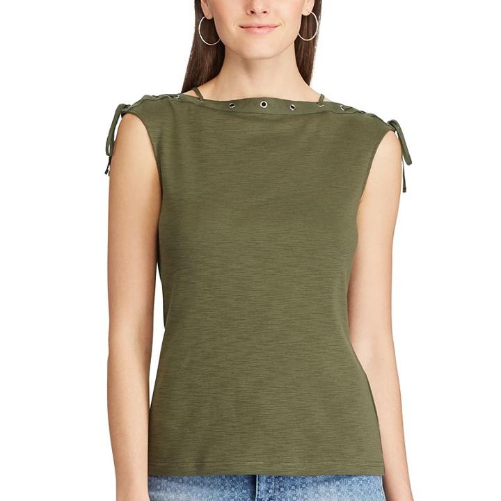 Women's Chaps Lace-up Tee, Size: Large, Green