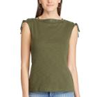Women's Chaps Lace-up Tee, Size: Large, Green