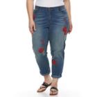 Plus Size Gloria Vanderbilt Stefania Embroidered Roll-crop Ankle Jeans, Women's, Size: 16 W, Light Blue