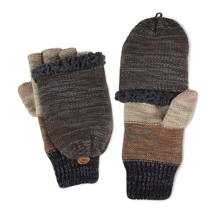 Muk Luks Ombre Convertible Mittens - Men, Brown