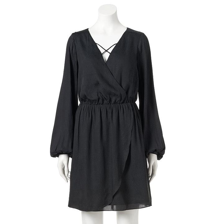 Women's Jennifer Lopez Faux-wrap Dress, Size: Large, Black