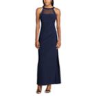 Women's Chaps Sequin-trim Jersey Evening Gown, Size: 10, Blue (navy)