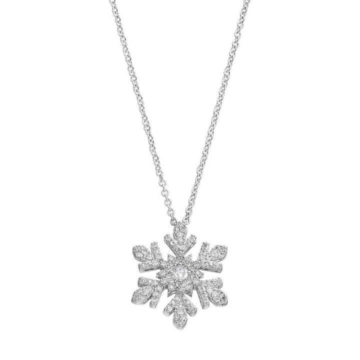 Fleur Cubic Zirconia Snowflake Pendant Necklace, Women's, Grey