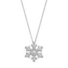 Fleur Cubic Zirconia Snowflake Pendant Necklace, Women's, Grey