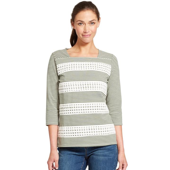 Women's Izod Lace-panel Top, Size: Xxl, Climbing Ivy Combo