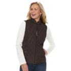 Women's Croft & Barrow&reg; Classic Quilted Vest, Size: Xl, Dark Brown
