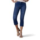 Women's Lee Jayla Button-hem Capri Jeans, Size: 18 Avg/reg, Dark Blue