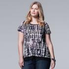 Plus Size Simply Vera Vera Wang Crinkle Tee, Women's, Size: 2xl, Drk Purple