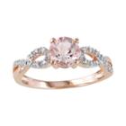Morganite And 1/10 Carat T.w. Diamond Engagement Ring In 10k Rose Gold, Women's, Size: 9, Pink