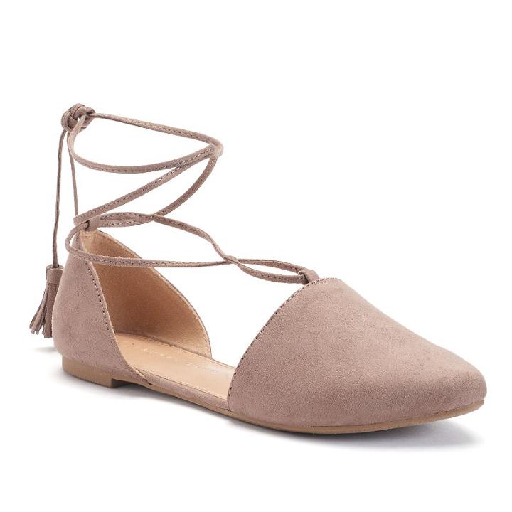 Lc Lauren Conrad Women's Lace-up D'orsay Flats, Size: 7.5, Lt Beige