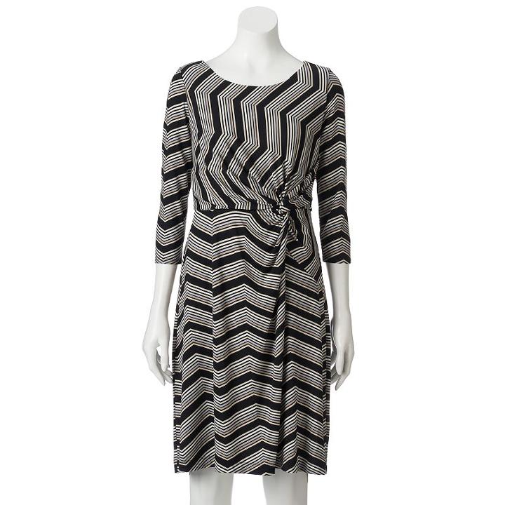 Women's Dana Buchman Printed Knot-front Dress, Size: Large, Oxford