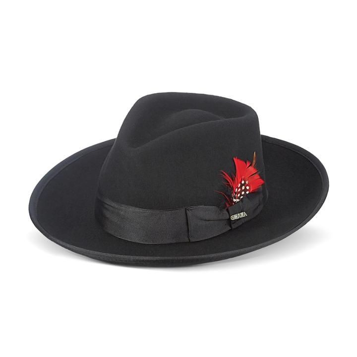 Men's Scala Wool Felt Fedora, Size: Large, Black