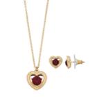 Napier Simulated Ruby Heart Jewelry Set, Women's, Red