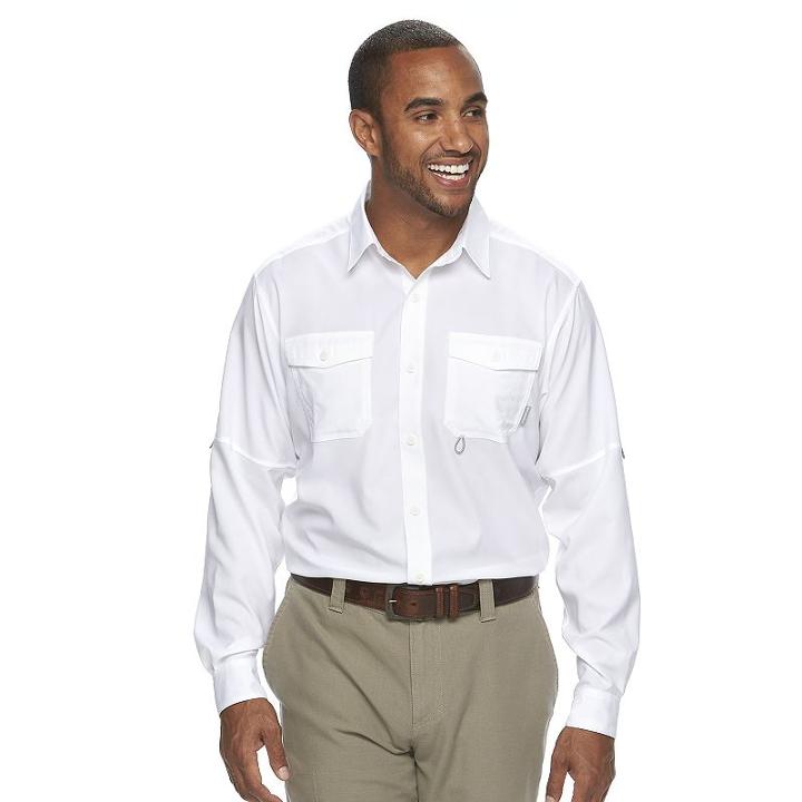 Men's Columbia Omni-wick Pacific Breeze Button-down Shirt, Size: Xxl, White
