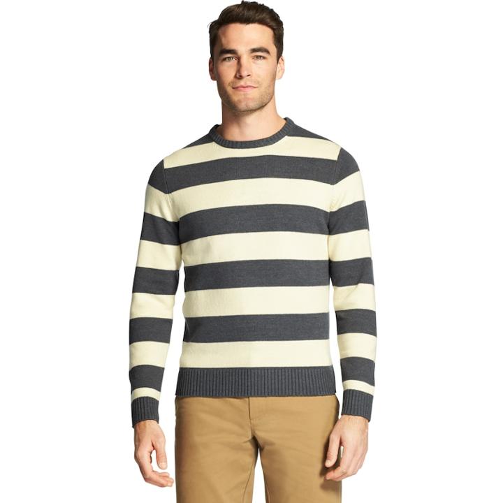 Men's Izod Newport Classic-fit Rugby-striped Crewneck Sweater, Size: Small, Dark Blue