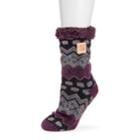 Women's Muk Luks Patterned Cabin Slipper Socks, Size: S-m, Drk Purple