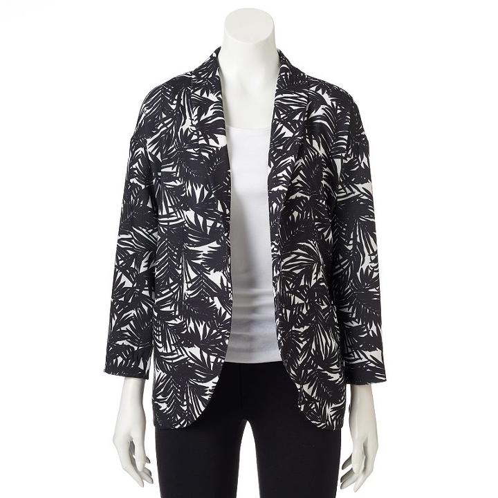 Women's Wdny Black Palm Tree Blazer, Size: Xs