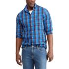 Big & Tall Chaps Classic-fit Plaid Poplin Button-down Shirt, Men's, Size: 3xl Tall, Blue