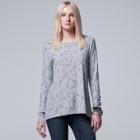 Women's Simply Vera Vera Wang Jacquard Tee, Size: Xs, Med Grey