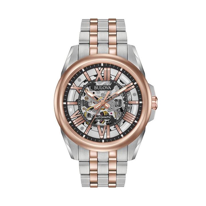 Bulova Men's Two-tone Stainless Steel Automatic Skeleton Watch - 98a166, Multicolor