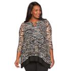 Plus Size Dana Buchman Tiered Zebra Mesh Top, Women's, Size: 1xl, Med Beige