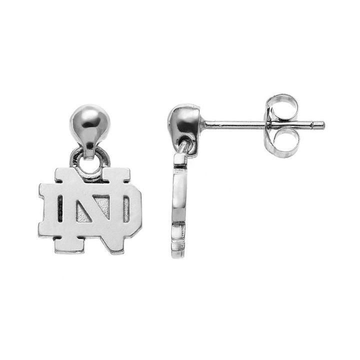 Dayna U Notre Dame Fighting Irish Sterling Silver Drop Earrings, Women's, Grey
